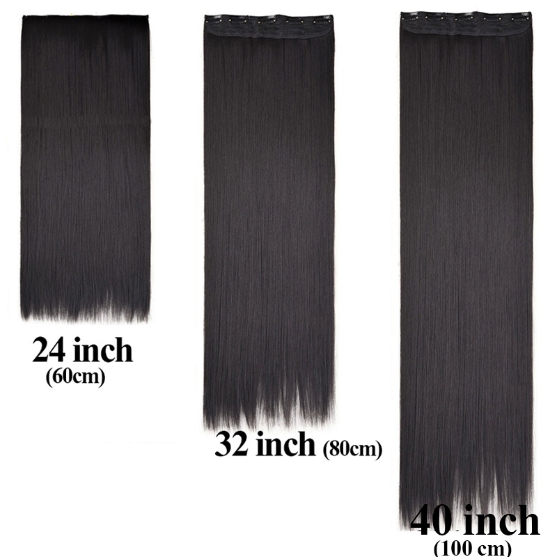Tóc giả WIGSIN dáng thẳng dài có 5 kẹp giữ màu đen/ nâu thời trang 100cm