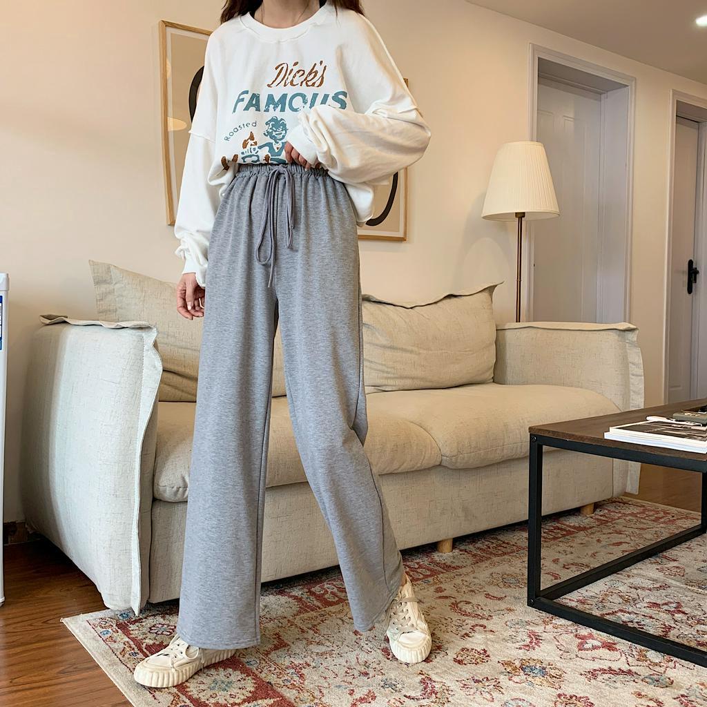 SUXI Quần Dài Ống Rộng Màu Trơn Thời Trang Nữ Tính