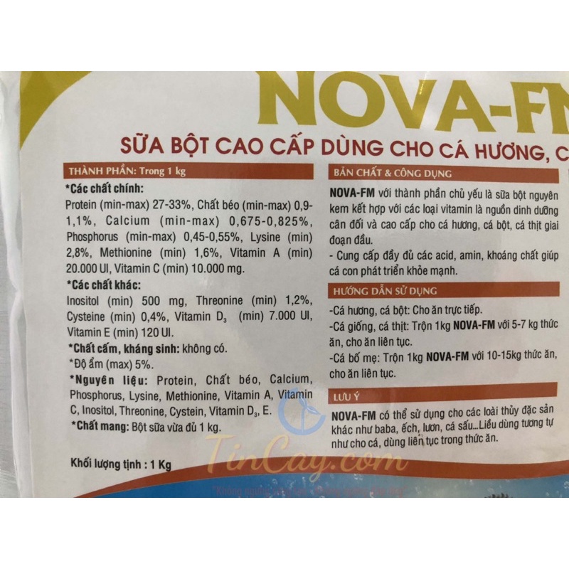 Nova FM Sữa Bột Cao Cấp Dùng Cho Cá Hương, Cá Giống, Cá Thịt