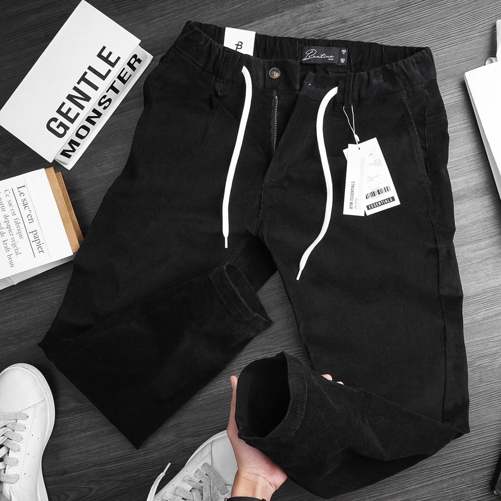 Quần Dài Nam Vải Nhung Dày Dặn Cạp Chun Dây Rút Form Slimfit - BENTINO