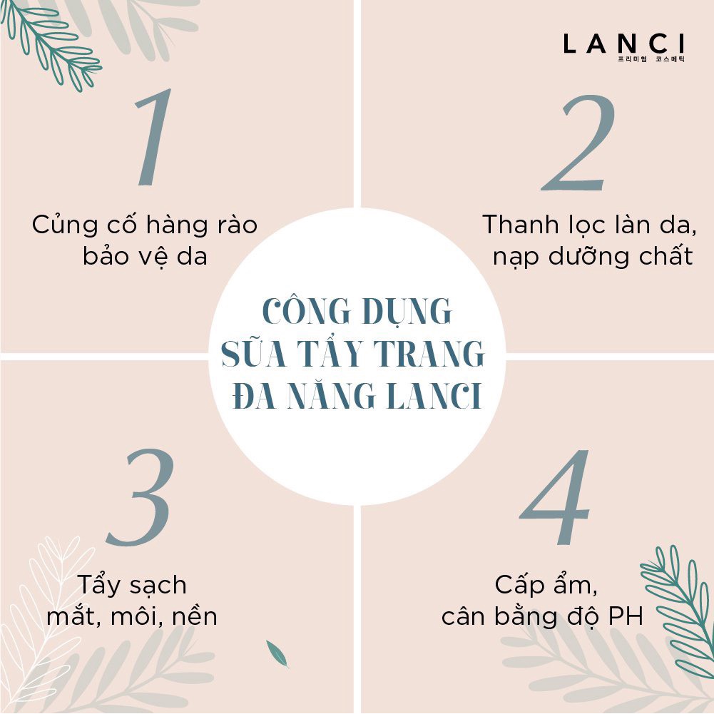 Sữa Tẩy Trang Lanci Chính Hãng Làm Sạch Da Đa Năng, Dưỡng Ẩm, Mịn Da Daily Natural Cleansing Milk 300ml-Hợp Mọi Loai Da