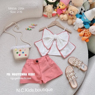 Bộ áo 2 dây nơ thô bé gái