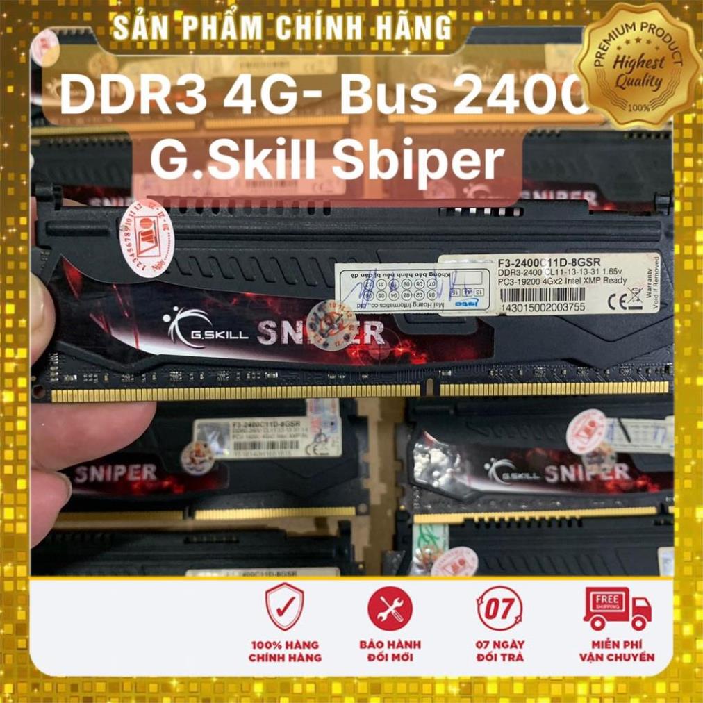 DDR3 Ram 4G-DDR3- BUS 2400 GSkill Sniper Tản Nhiệt Thép Màu Đen- Vi Tính Bắc Hải