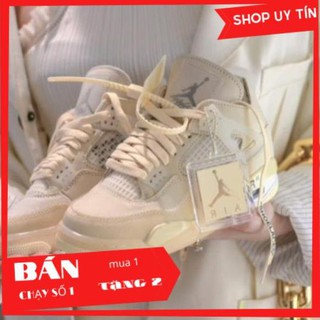 27Giày air jordan 4 retro off white kem , Giày sneaker JD4 màu kem siêu hot mới nhất
