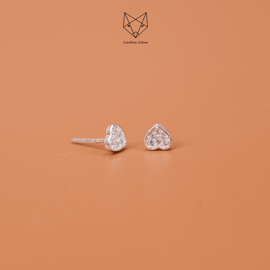 Khuyên Bạc Ta Cao Cấp CaoBac Silver Hình Trái Tim Phong Cách Mới Cho Nữ