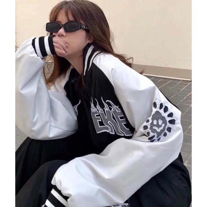 Áo Khoác Bomber Hoạ Tiết Lửa Thời Trang Thu Đông Nam Nữ Hàng 1 Lớp Form Rộng Freesize Hot 2021