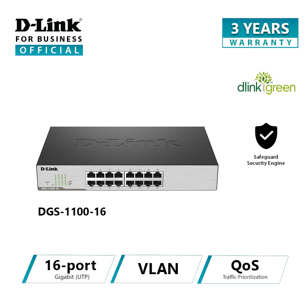 16-Port Gigabit Smart Managed Switch D-Link DGS-1100-16