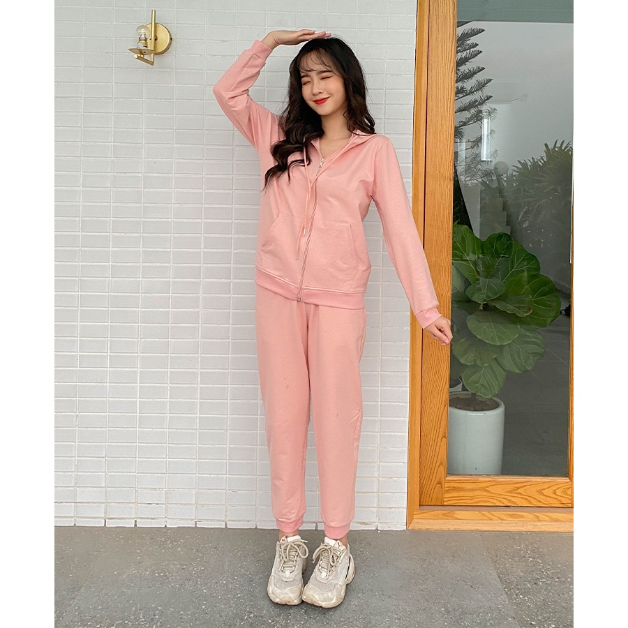 Bộ Hoodie nỉ da cá cotton phong cách thể thao Bộ đồ nữ đẹp | BigBuy360 - bigbuy360.vn