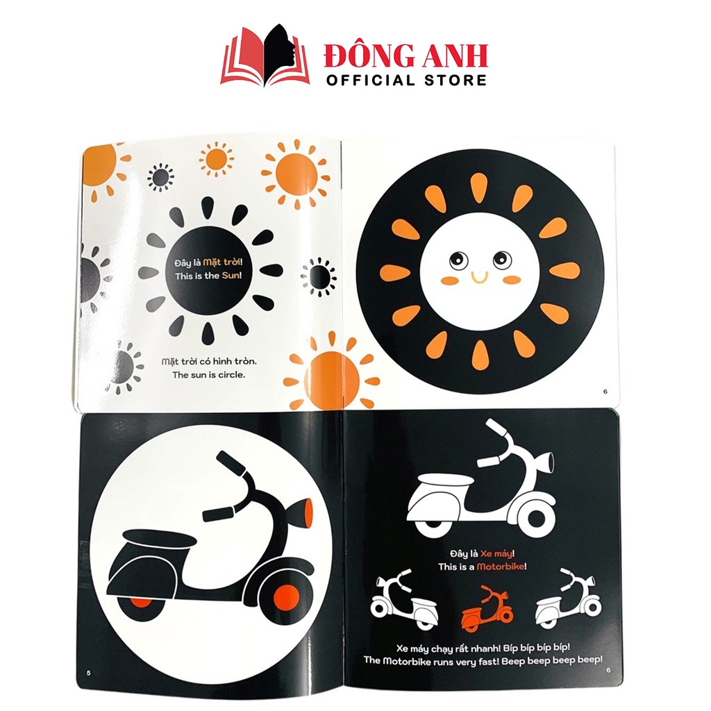 Sách - Combo 6 cuốn Ehon song ngữ Việt - Anh Kích Thích Thị Giác dành cho bé từ 0-3 tuổi