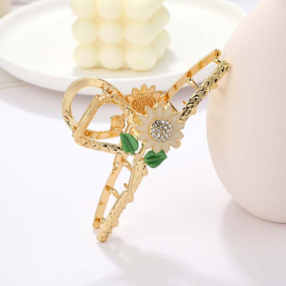 MOCHO Kẹp Tóc Kim Loại Hình Chiếc Lá Đính Đá Màu Sắc Phong Cách Hàn Quốc