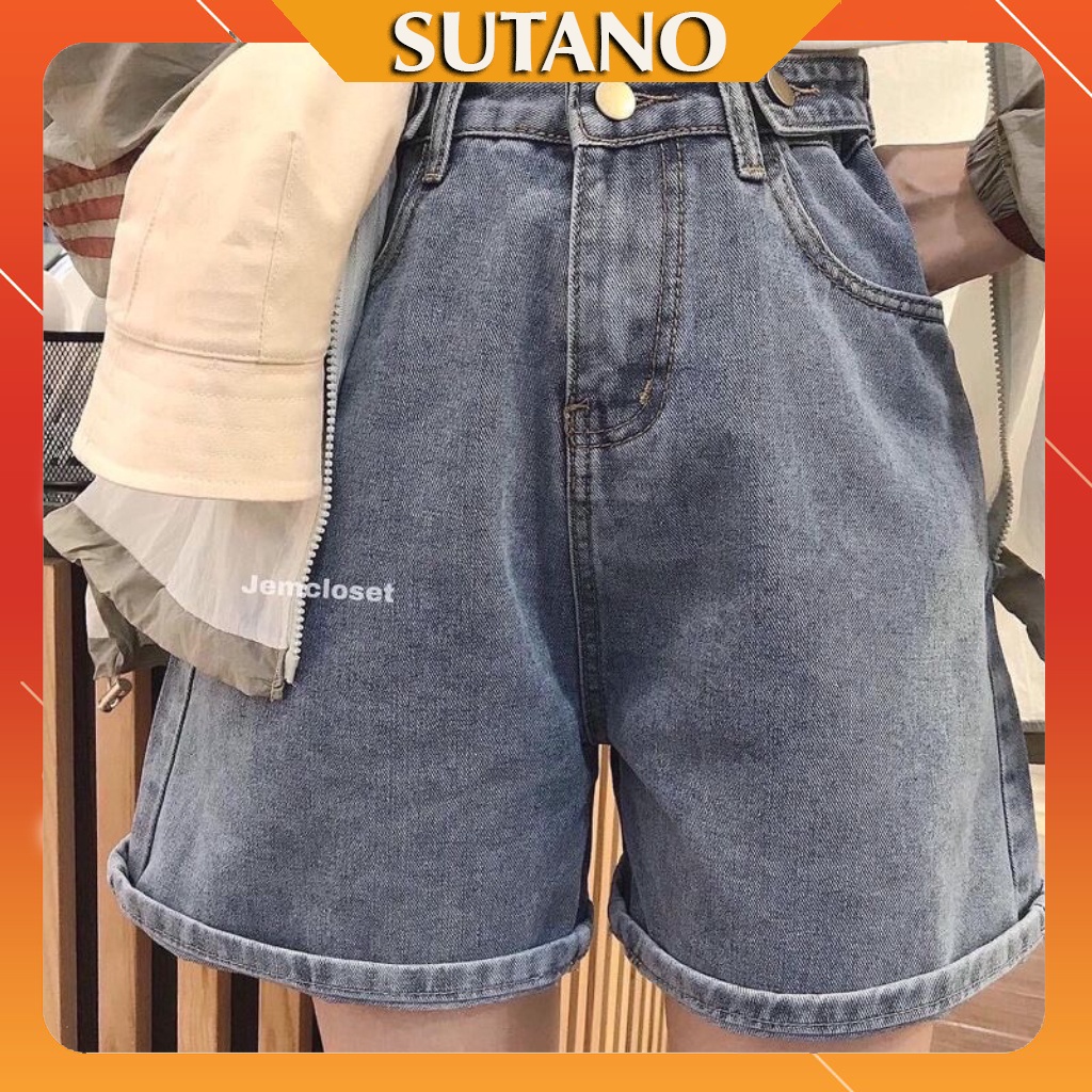 Quần short jean nữ ống rộng có cúc eo, quần sooc đùi chất bò mềm mịn Q436 SUTANO