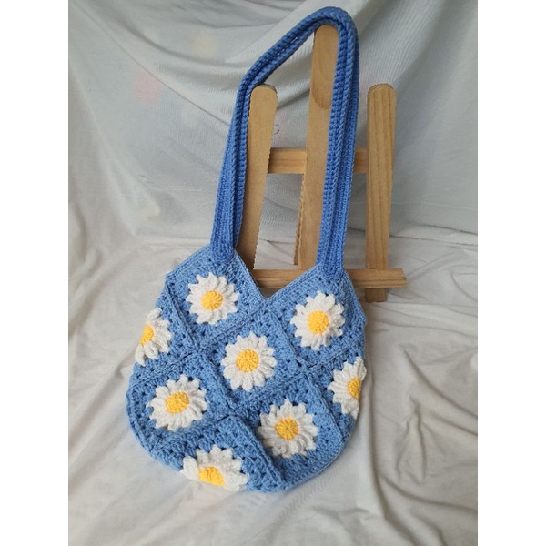Túi len ghép hoa handmade - Granny Square Bag Crochet