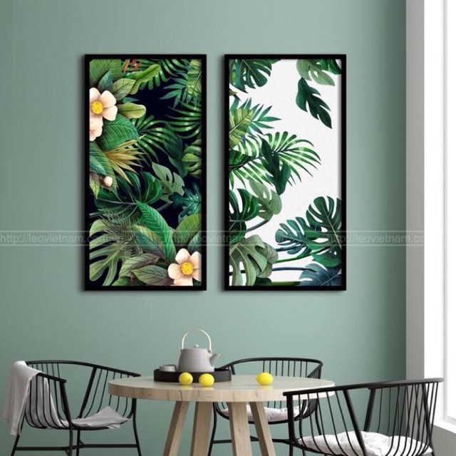 Bộ 2 tấm tranh CANVAS cỏ, cây , hoa, lá kích thước 50*80 giá 640k