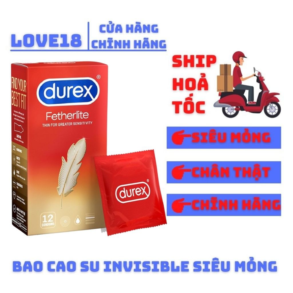 Bao cao su Durex Fetherlite Ultima 12 bao Siêu mỏng che tên kín đáo