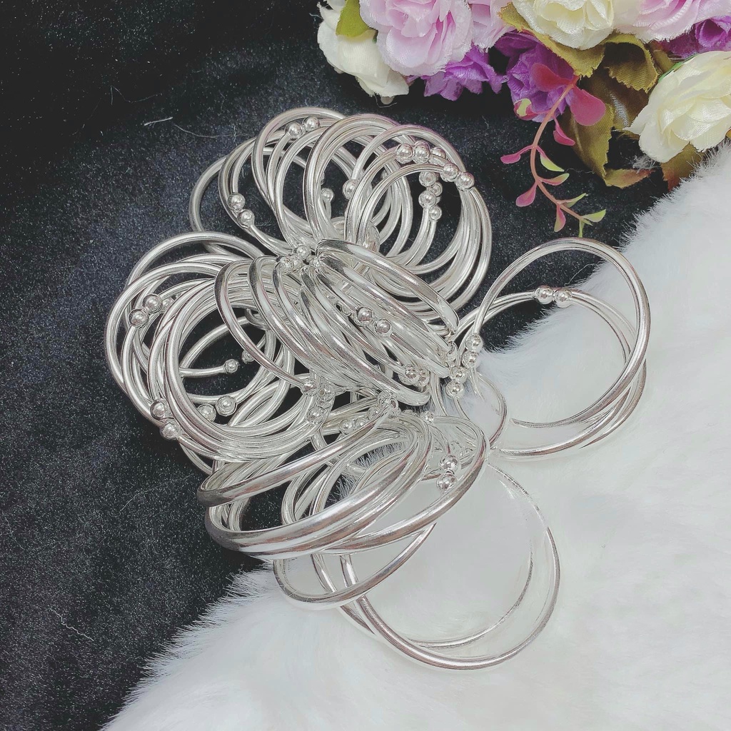 Kềng Bạc Ta Cao Cấp CaoBac Silver Trơn Basic Đơn Giản Dễ Thương Cho Nữ