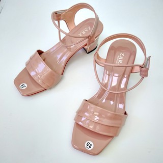 Giày sandal gót bọc 5 phân quai xếp - hình thật
