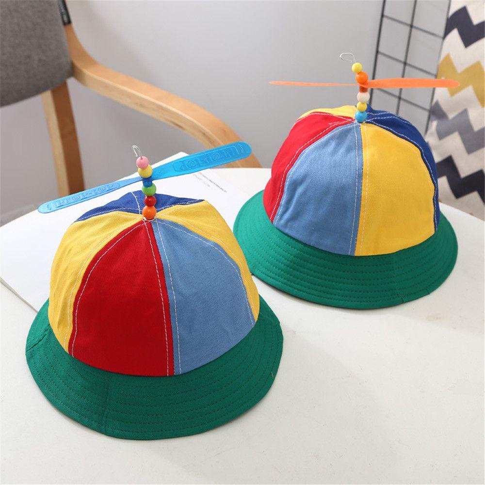 Mũ Bucket Che Nắng Phối Cánh Quạt Màu Cầu Vồng Thời Trang Mùa Hè Cho Bé