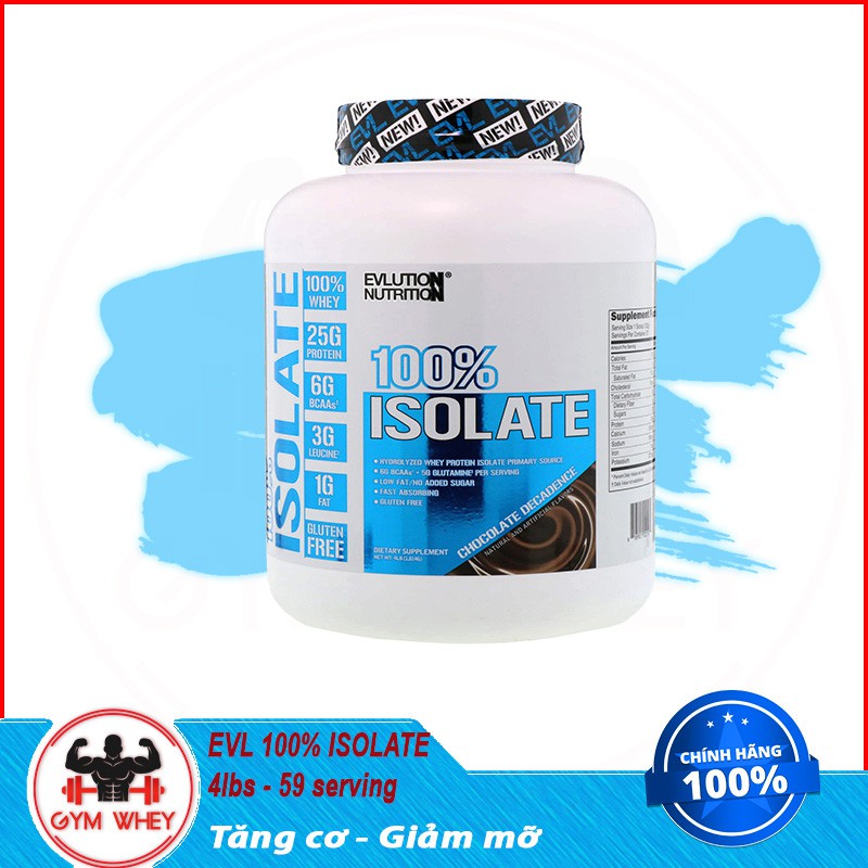 Sữa Tăng Cơ Bắp Whey Protein EVL EVLUTION NUTRITION 100% Isolate BỘT 100% ISOLATE  5Lbs (2.3kg) 69+ lần dùng - Từ Mỹ