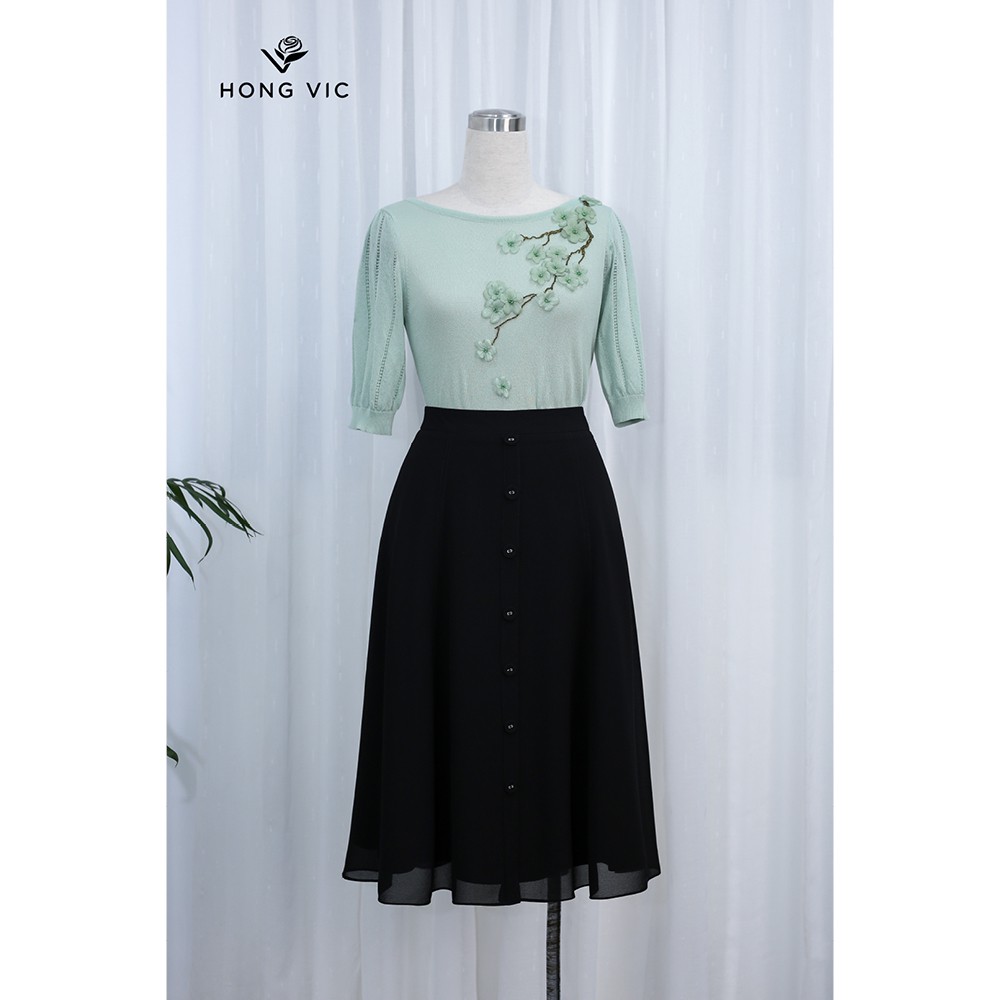 Chân váy voan nữ Hongvic đen 7 mảnh CV20