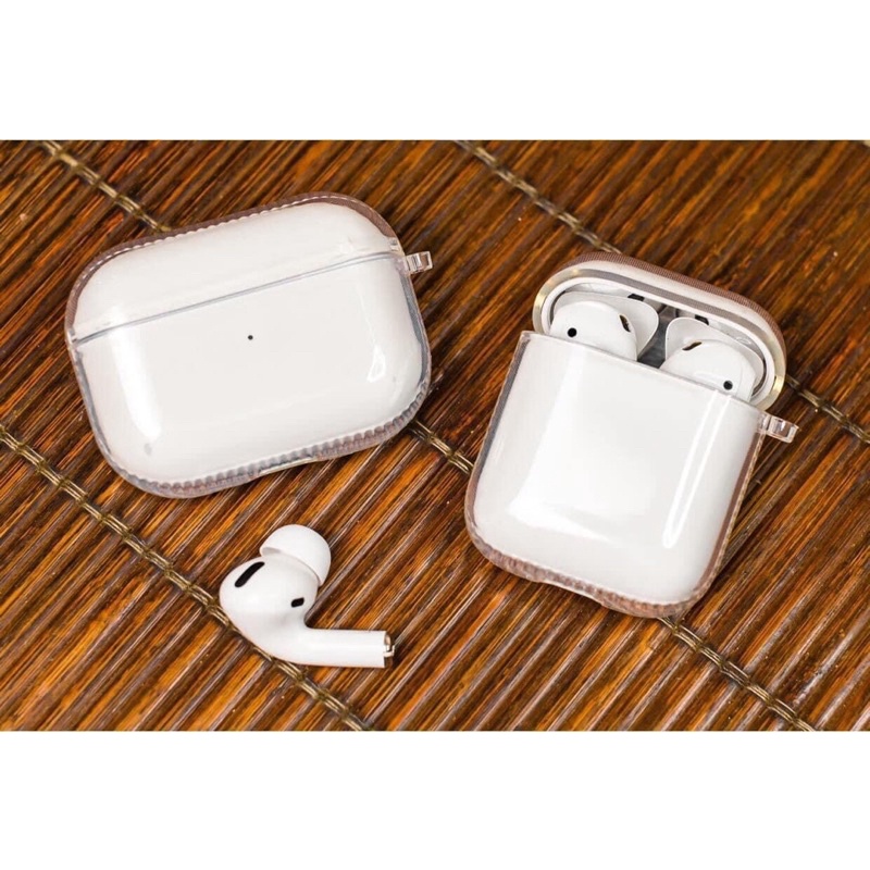 Ốp lưng Case chống sốc Eirpods 2, Pro trong suốt móc khóa nhôm, hỏa tốc HCM 30 phút