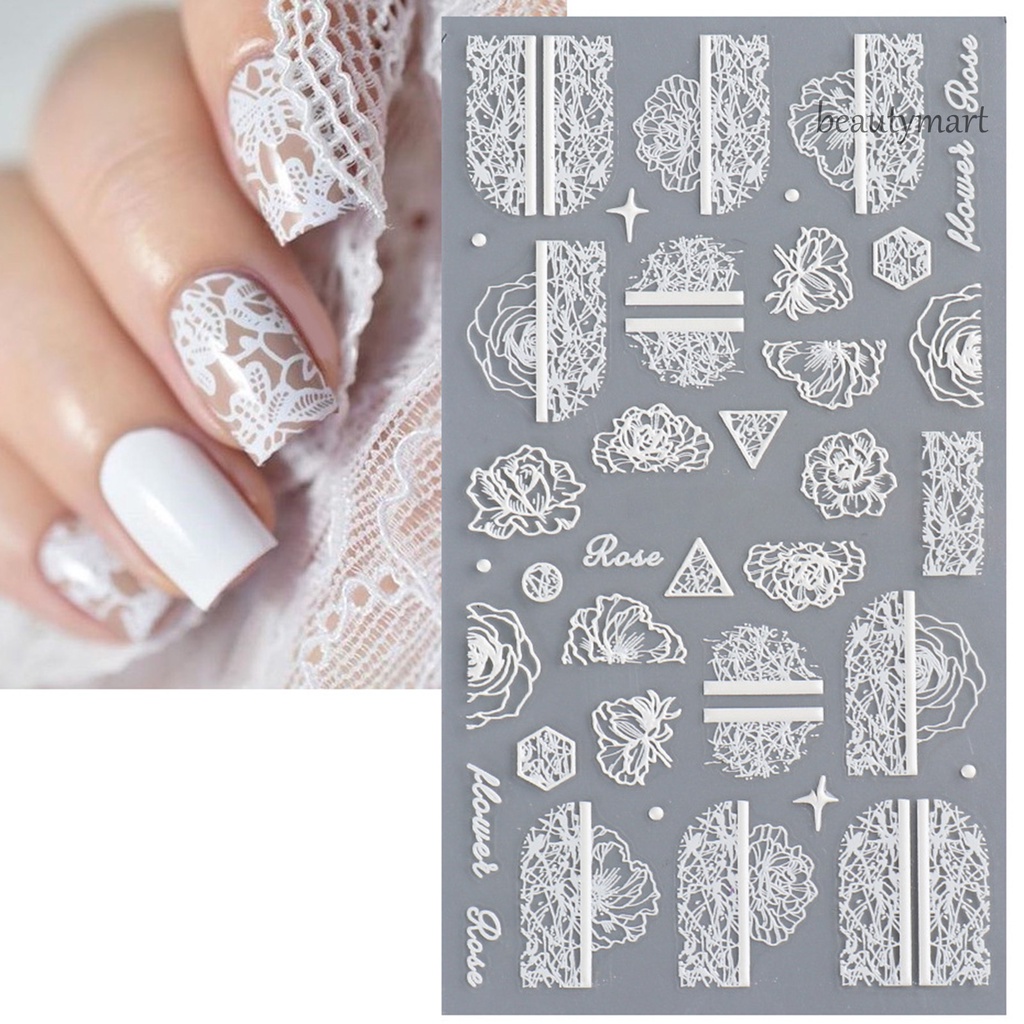 [Hàng mới về] Miếng dán móng dập nổi hình hoa thời trang nữ