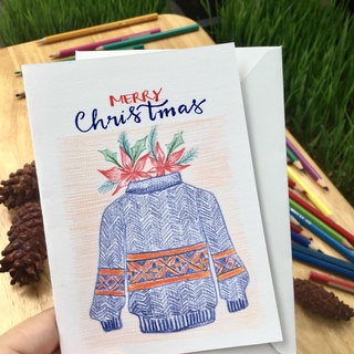 Thiệp NOEL vẽ chì màu trên giấy canson