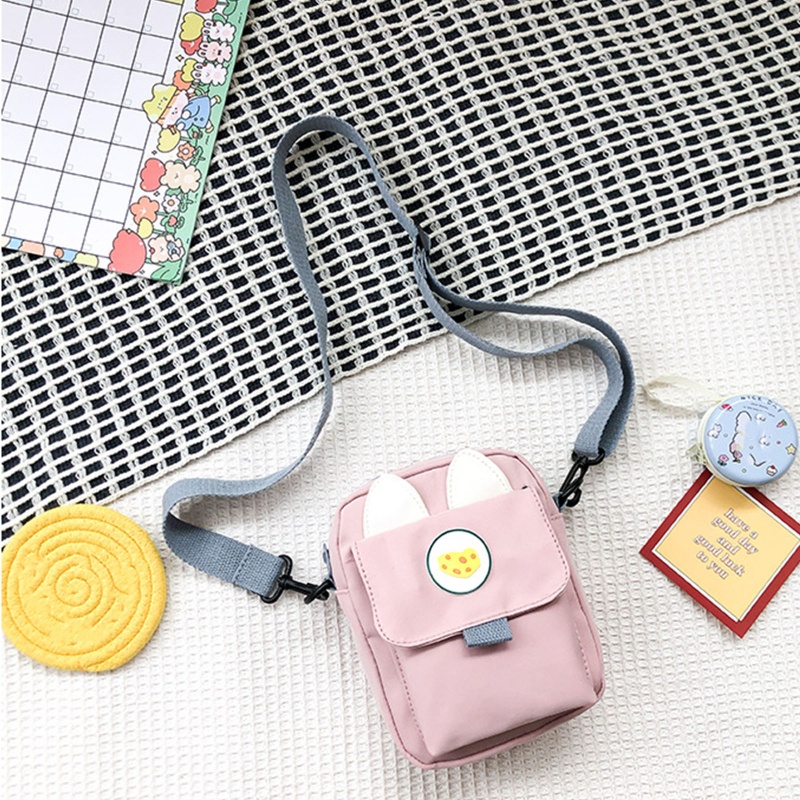 Túi Đeo Chéo Đựng Điện Thoại Bằng Nylon Hình Thỏ Dễ Thương Dành Cho Bạn Nữ