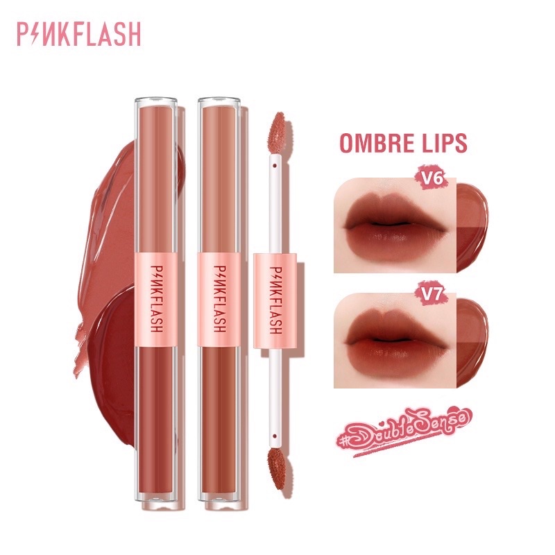 🌸Son Kem Ombrelips Tint Lì PINKFLASH Thiết Kế 2 Đầu 2in1 Lâu Trôi Lên Màu Đẹp🌸