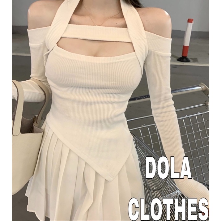 Áo Tay Dài Vạt Nhọn Choàng Cổ Chất Thun Dày Dặn Áo Yếm Sexy
