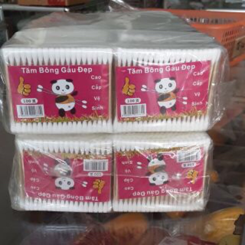 Tăm Bông Cán Gỗ Gấu Đẹp ( Gói 100 Que ) Chất Lượng