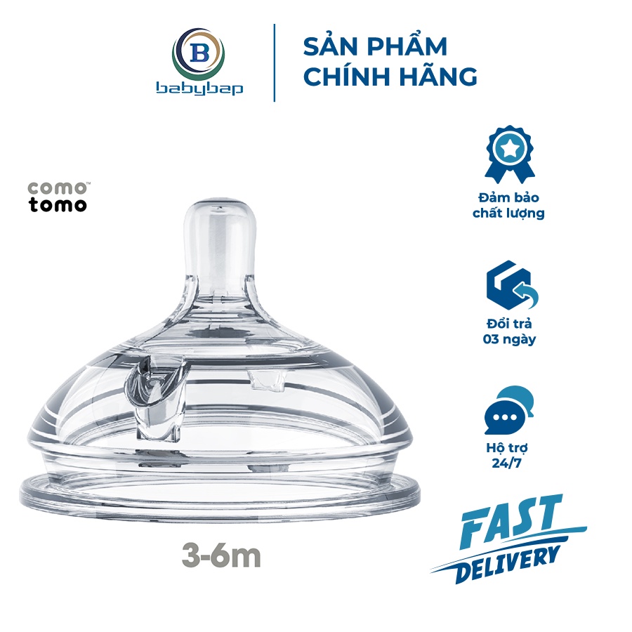 Núm ti Comotomo Thay Thế Mềm Mại Tạo Cảm Giác Bú Tự Nhiên (Hộp 2 Cái)