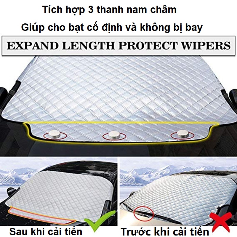 Tấm bạt che chắn nắng ngoài kính lái xe hơ, ô tô cao cấp 4 lớp - B3: Kích thước 193x126 cm (HÀNG LOẠI 1)