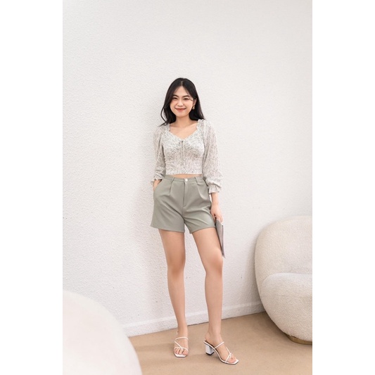 Ceci Cela - Áo Vải Thun Mát Cổ Đỗ Hoa Nhí Enzo