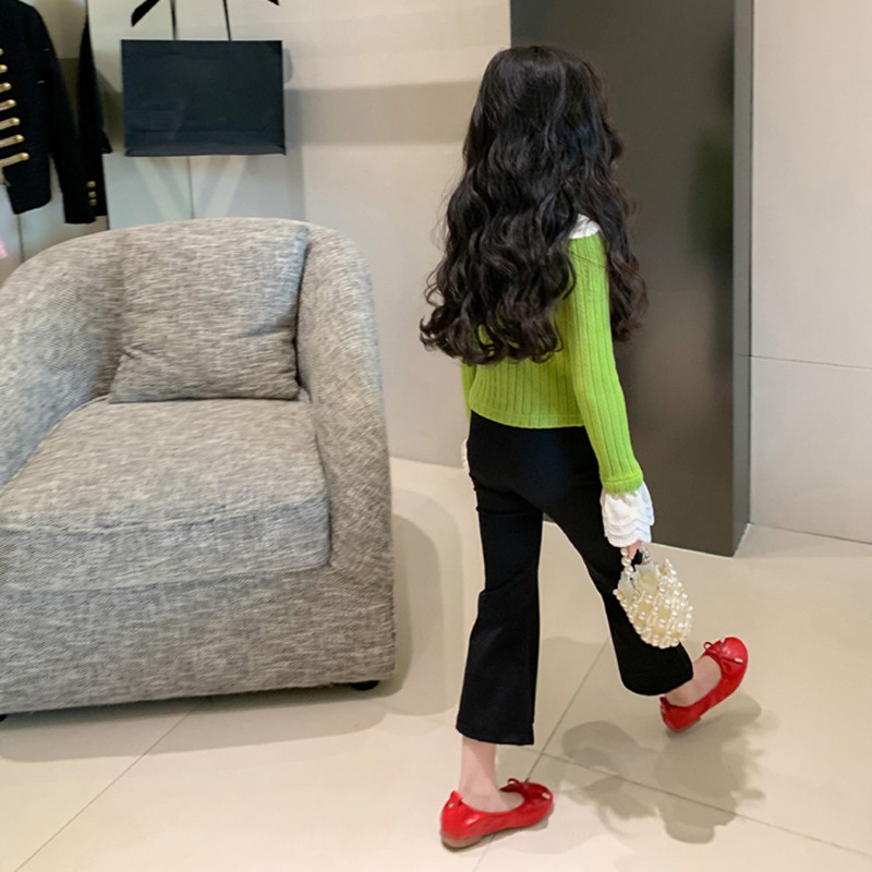 Quần Dài Ống Loe Ôm Dáng Co Giãn Thời Trang Xuân Thu Hàn Quốc Cho Bé Gái