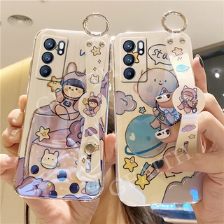 Ốp Điện Thoại TPU Mềm Đính Đá Giả Lấp Lánh Có Dây Đeo Cổ Tay OPPO Reno6 Z 5G OPPO Reno6 Z 5G OPPO Reno7 Z 5G Reno6 Reno5 Pro Reno