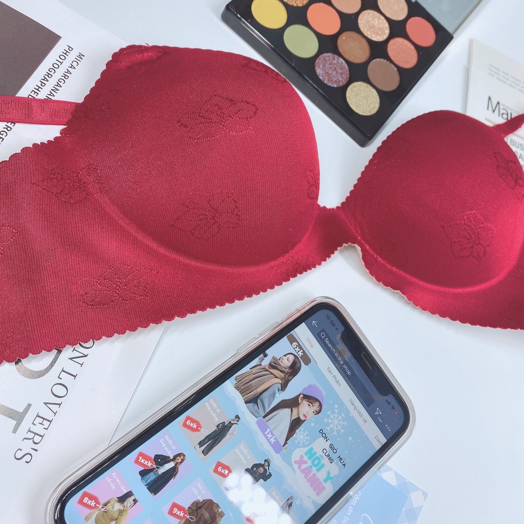 Áo Ngực Nữ Tạo Khe - Áo Lót Không Gọng Mút Bàn Tay 3 Nấc Cài nội y xanh chất đẹp giá tốt