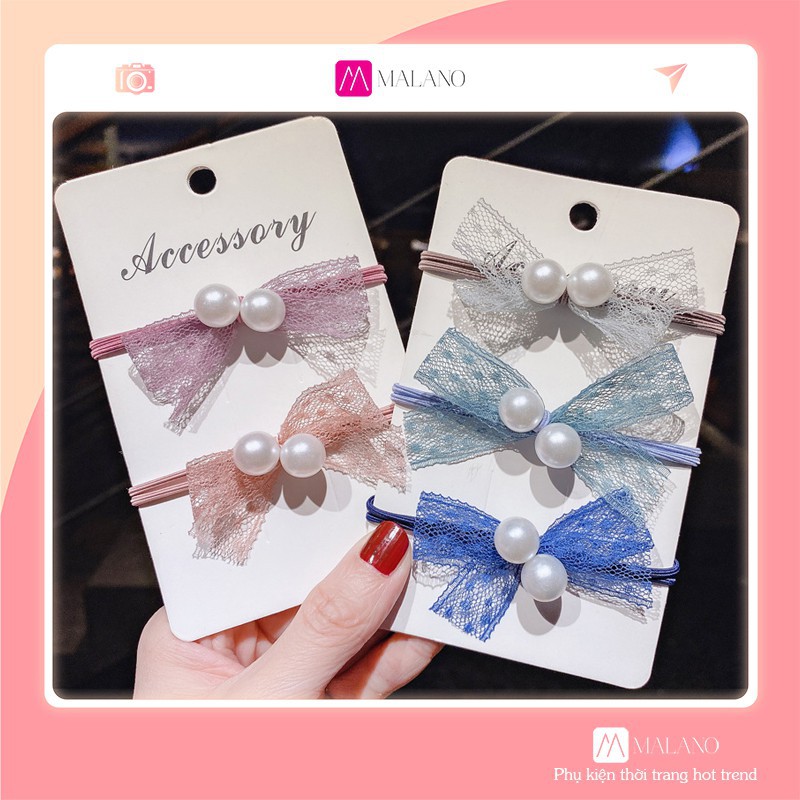 Dây Buộc Tóc MILASO Buộc Tóc Nơ Nữ Phối Ren Đính Ngọc Nhân Tạo Thời Trang Hàn Quốc Cá Tính FAH-001251