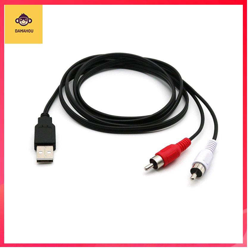 Dây Cáp Chuyển Đổi Usb A Male Sang 2 Rca Phono Av Cho Pc Tv Aux