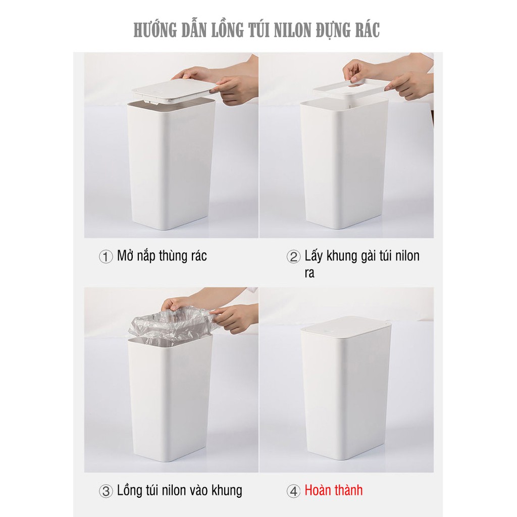 Thùng rác nhựa kèm có nút bấm VKIT- Dung tích 10L R09