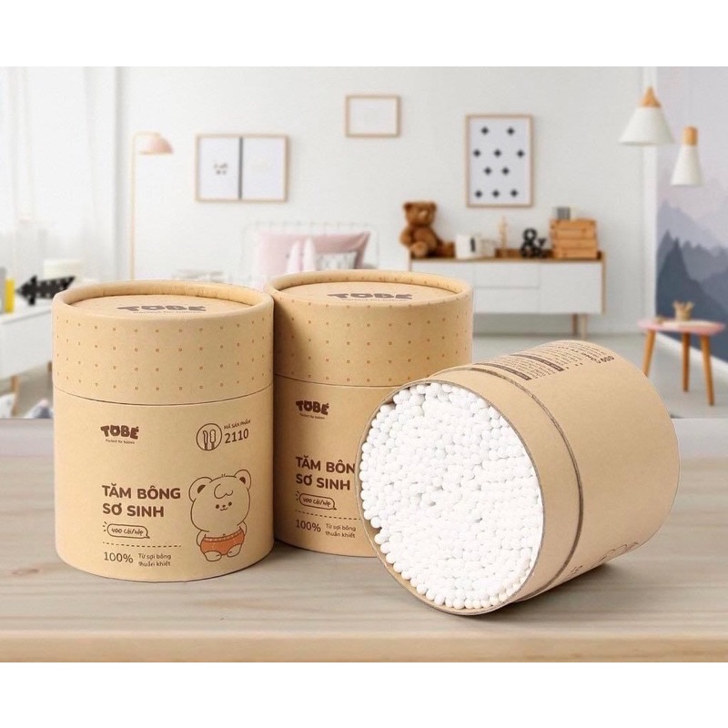 Tăm bông sơ sinh TOBE đầu nhỏ cho bé - Hộp 400 chiếc