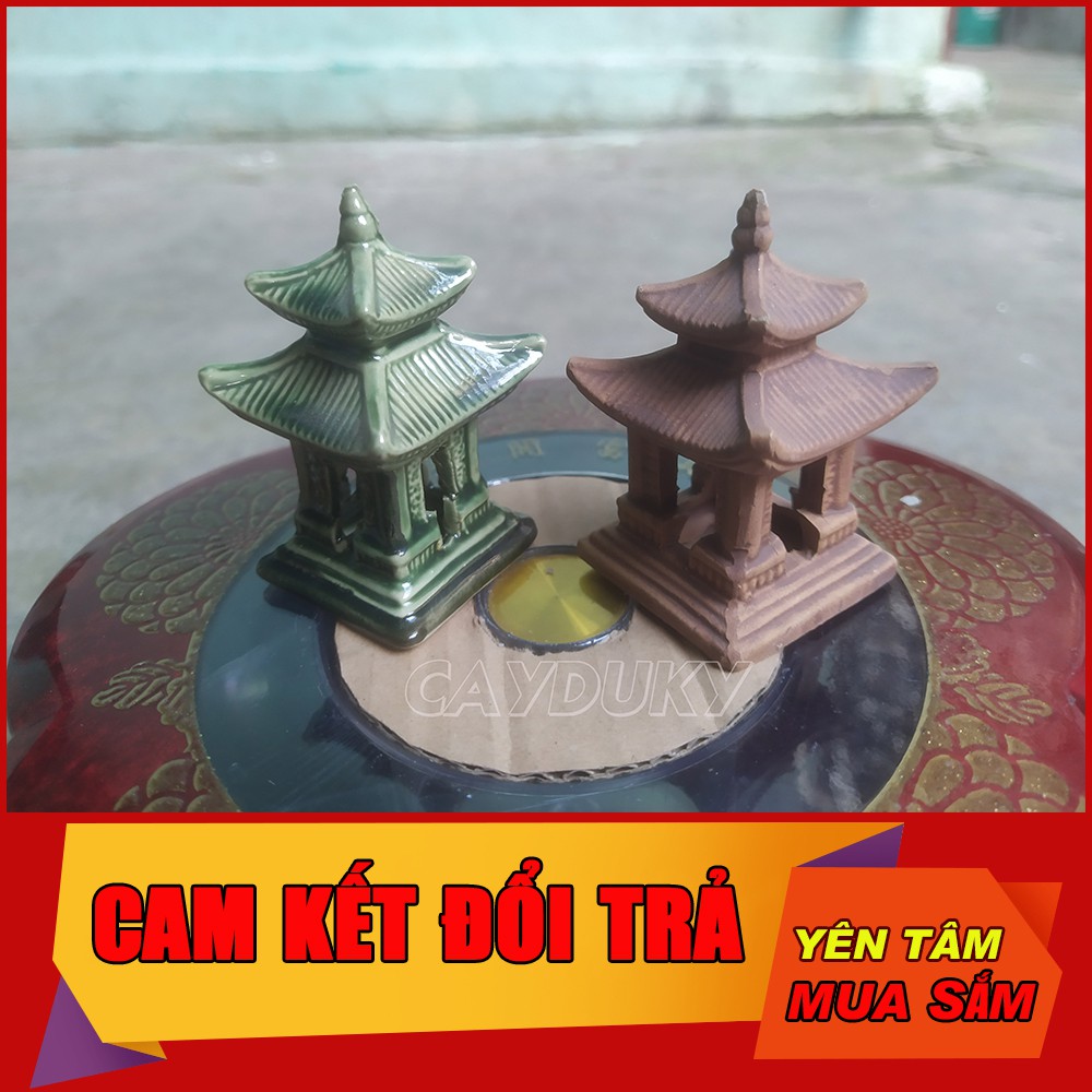Tượng mini Tháp Nhật Vuông gốm sứ Bát Tràng-4x4x7 cm làm mô hìnhtrang trí tiểu cảnh, trang trí bể cá