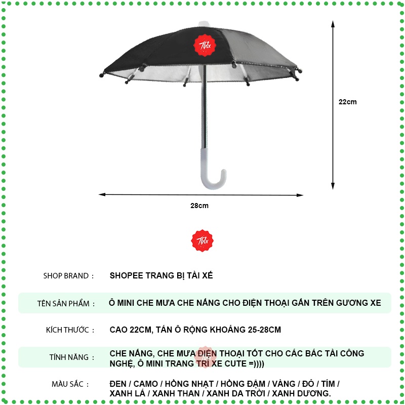 Ô dù mini che mưa che nắng cho điện thoại đi xe máy nhỏ xinh cực ấn tượng rất phù hợp cho các bác tài xế grab,bee - OMN