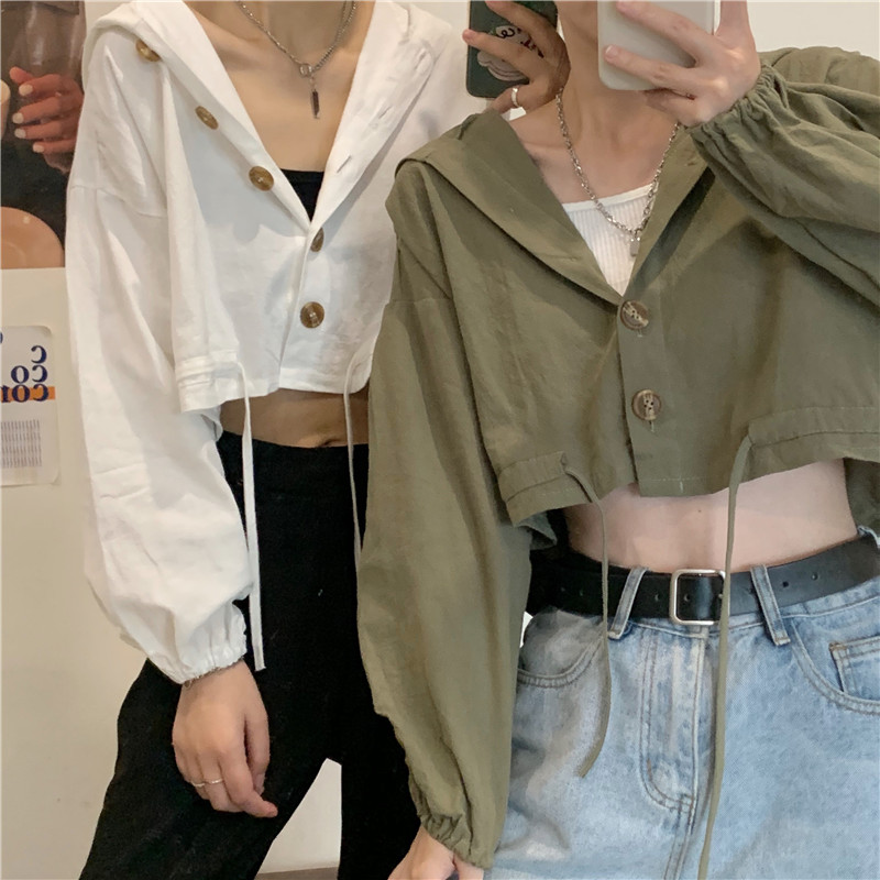 SUXI Áo Khoác Cardigan Dáng Croptop Tay Dài Thiết Kế Dây Rút Thời Trang Cho Nữ