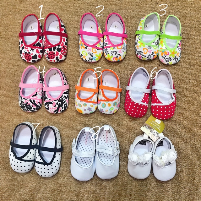 Giày vải tập đi cho bé gái ( size 0-6m,6-12m,12-18m)