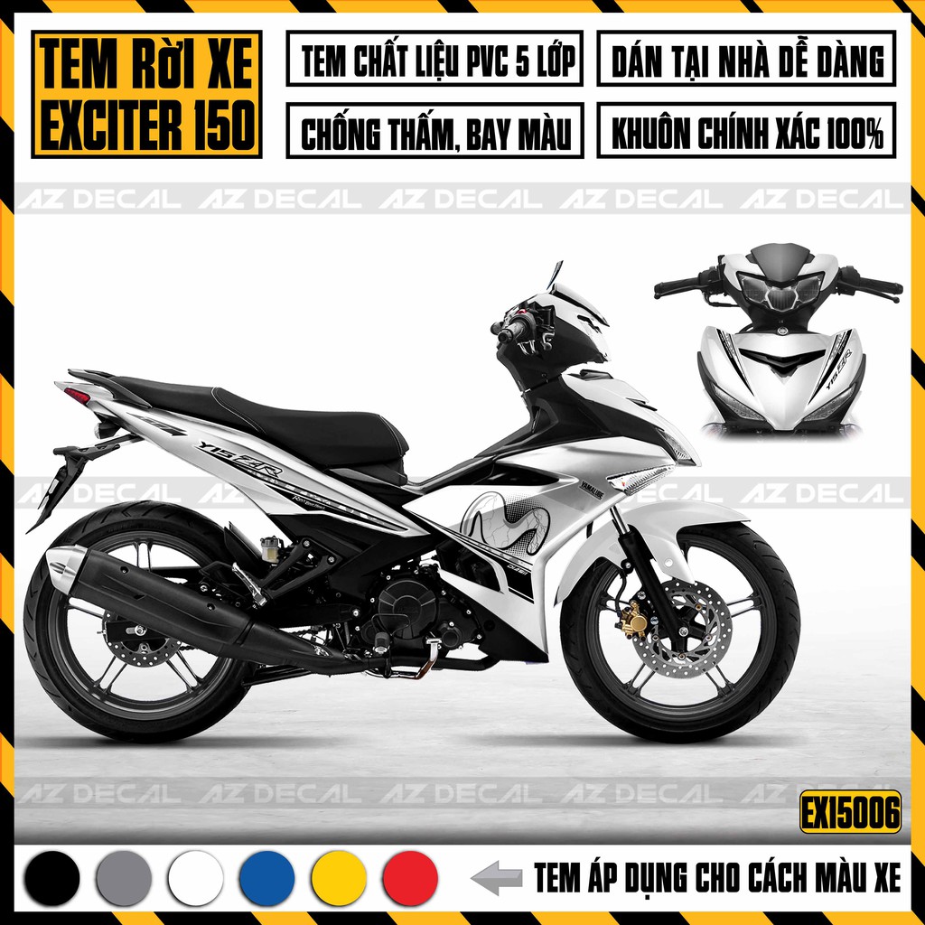 Tem Xe Exciter 150 Mẫu Y15ZR 02 | EX15006 | Chất Liệu Decal PVC Chống Nước, Tem Rời Dễ Dán Tại Nhà