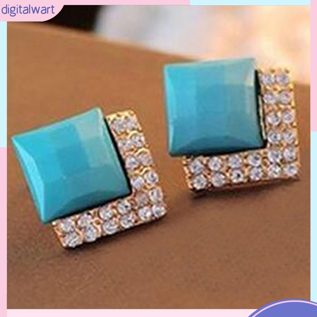 Dg✌❤ 1 Đôi Bông Tai Hình Vuông Lấp Lánh Duyên Dáng Dành Cho Nam Và Nữ