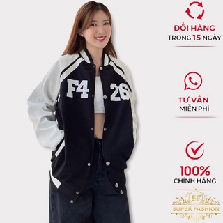 [Mã BMLT35 giảm đến 35K đơn 99K] Áo Khoác Nữ Super Fashion Kiểu Bomber Vải Da Lộn 2 Lớp Lót Dù Thêu Chữ F4 26 Hot Trend