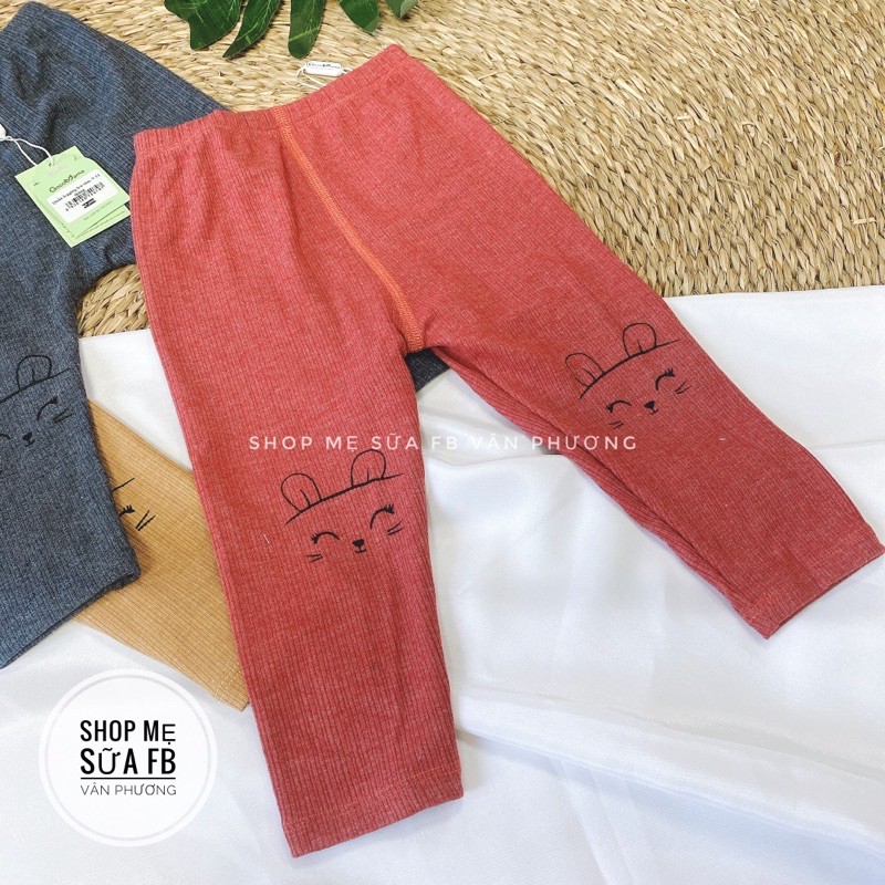 goodmama quần legging bé gái len tăm 3m-24m