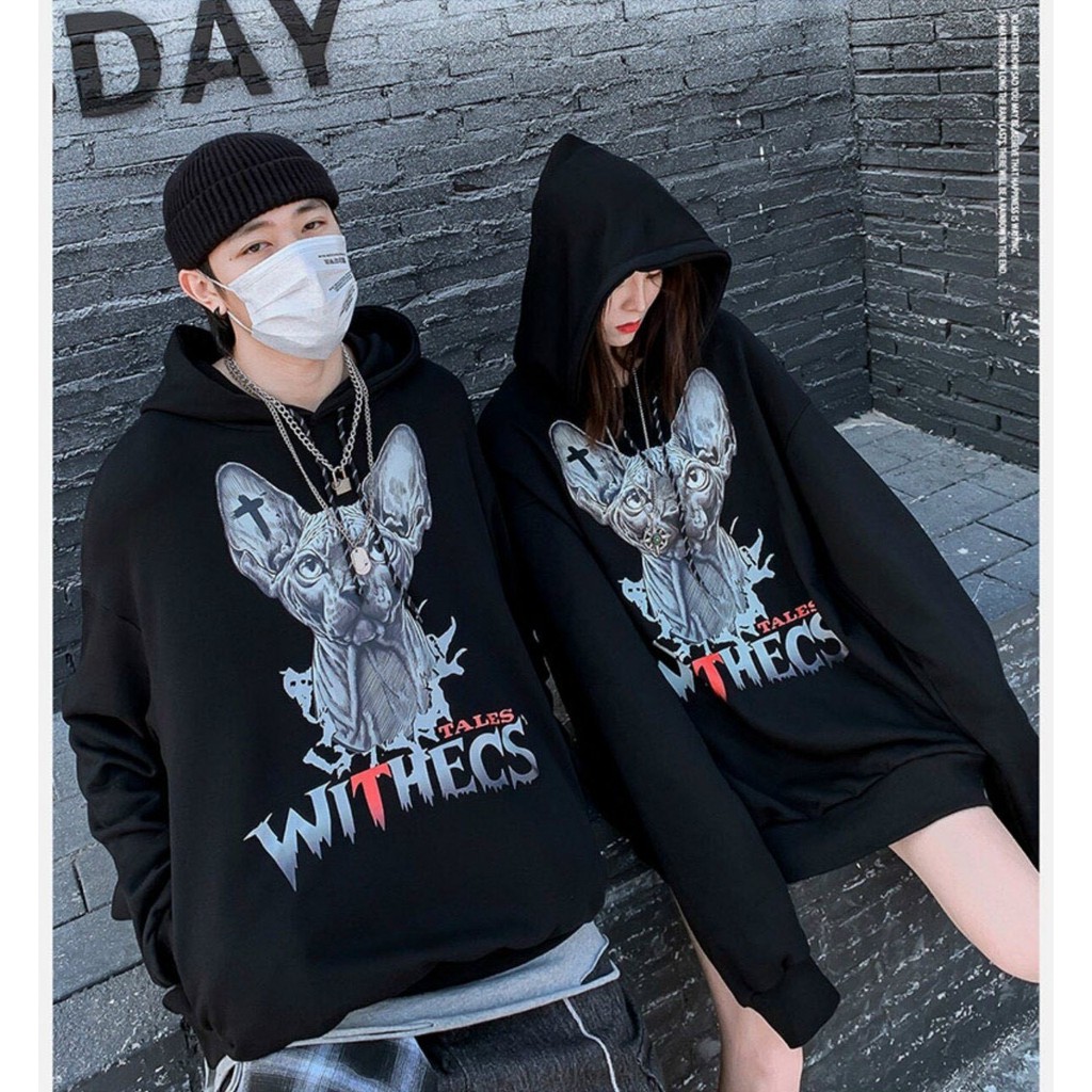 Áo khoác, áo hoodie unisex nam nữ nỉ ngoại form rộng chó withecs siêu cute năng động thời trang học đường