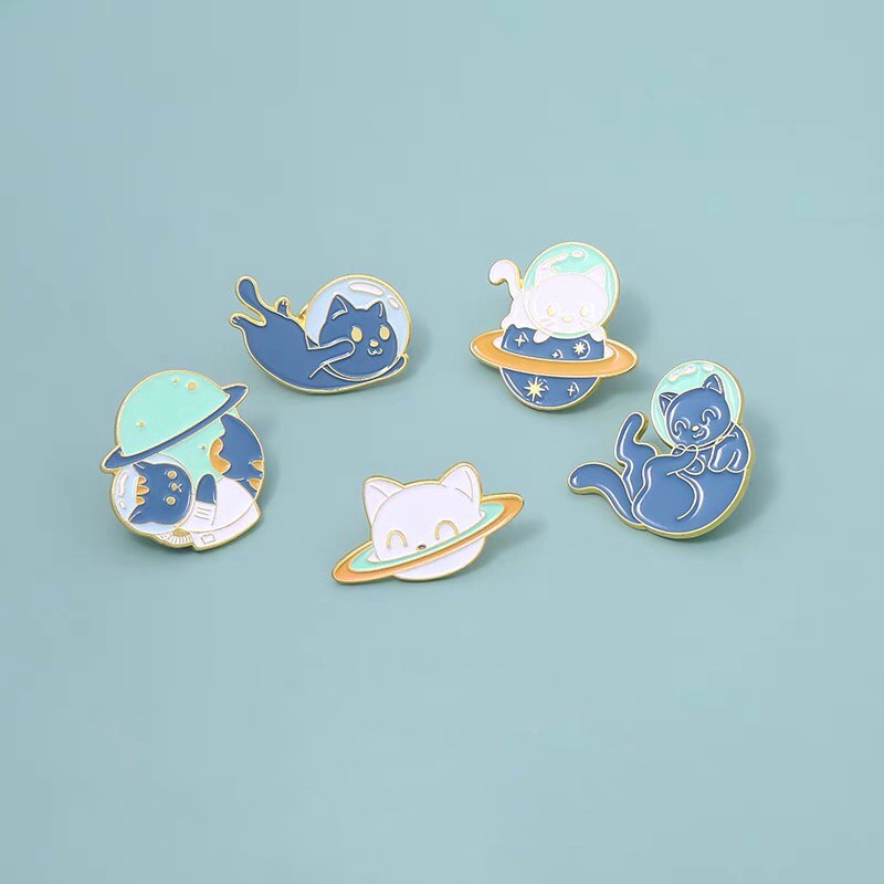 Huy hiệu balo, enamel pin cài áo Mèo vũ trụ chibi │ kim loại chống rỉ sét │ xem thêm ở phần MÔ TẢ SẢN PHẨM